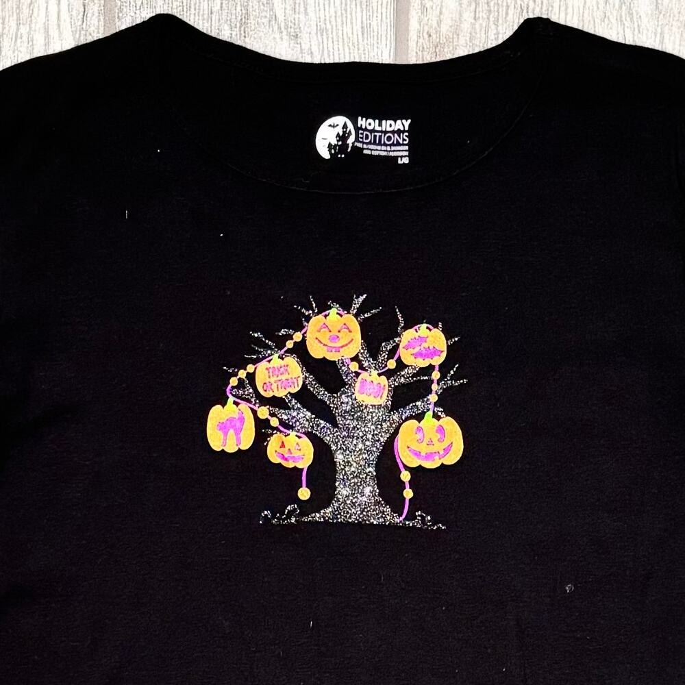 Holiday Editions NWT Women's Long Sleeve Women's Novelty T-Shirt Large Halloween